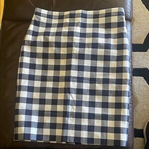 J. Crew Navy and White Gingham Pencil Skirt